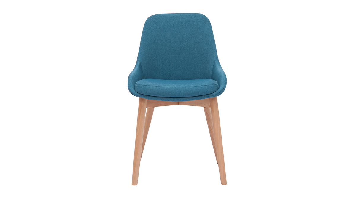 Set de 2 sillas nrdicas de tela azul petrleo y madera clara maciza HOLO