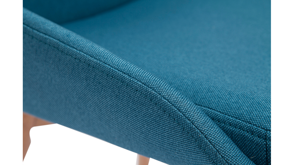 Set de 2 sillas nrdicas de tela azul petrleo y madera clara maciza HOLO