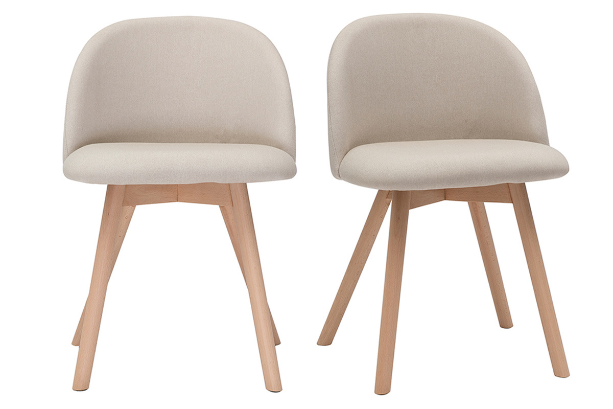 Set de 2sillas nrdicas de tela beige y haya maciza CELESTE