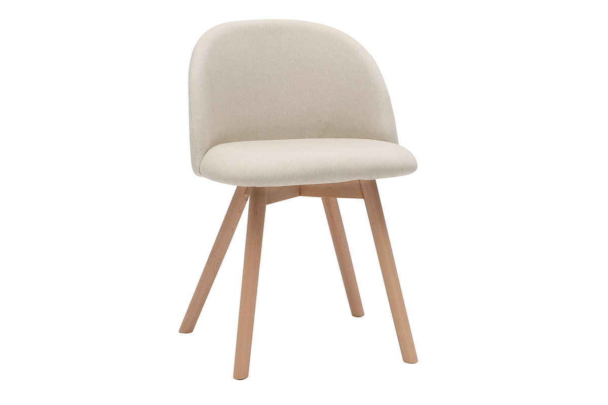 Set de 2sillas nrdicas de tela beige y haya maciza CELESTE