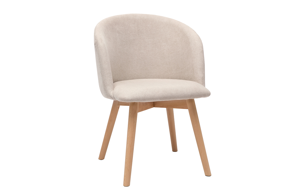 Set de 2sillas nrdicas de tela efecto aterciopelado beige y haya maciza VANITY