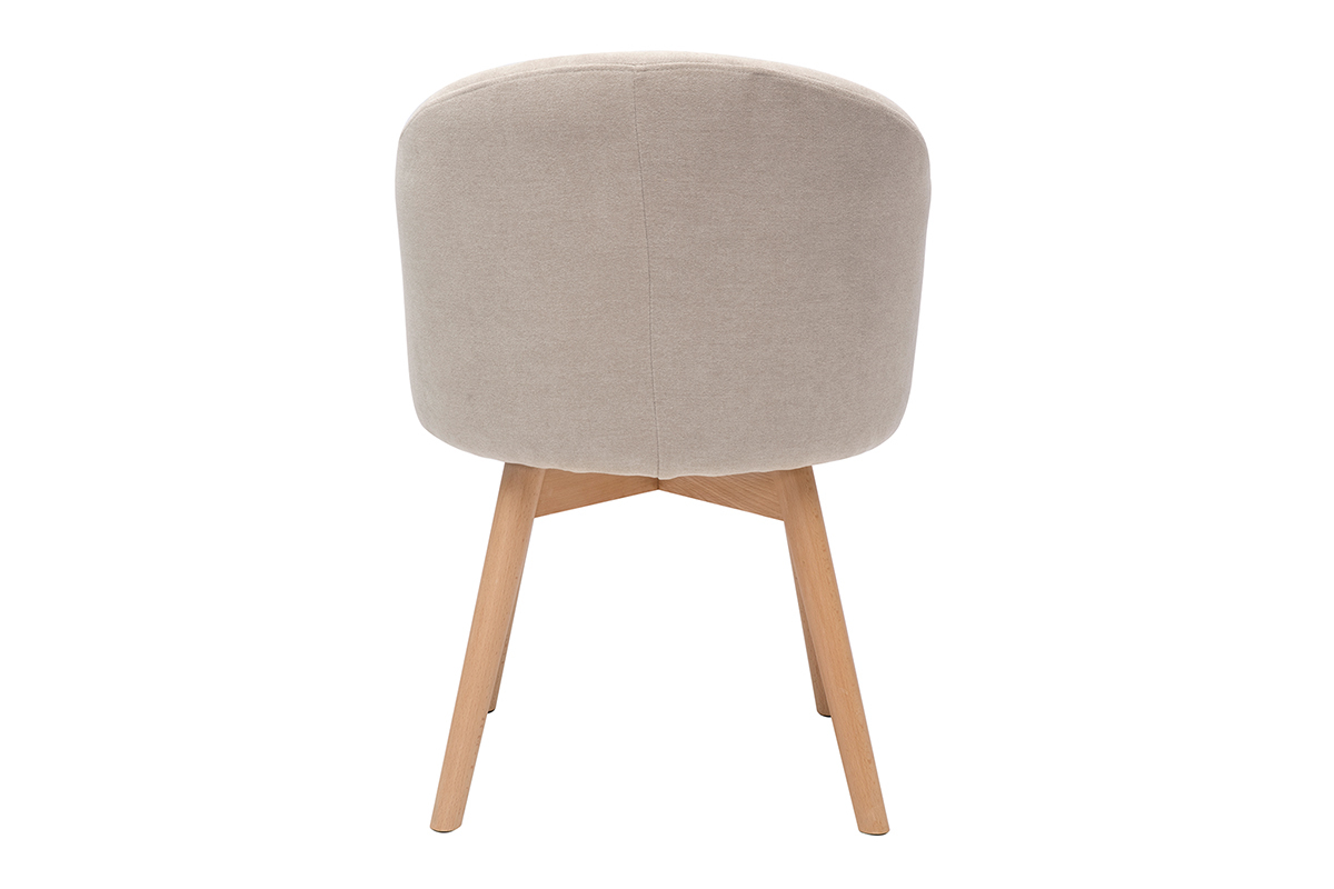Set de 2sillas nrdicas de tela efecto aterciopelado beige y haya maciza VANITY