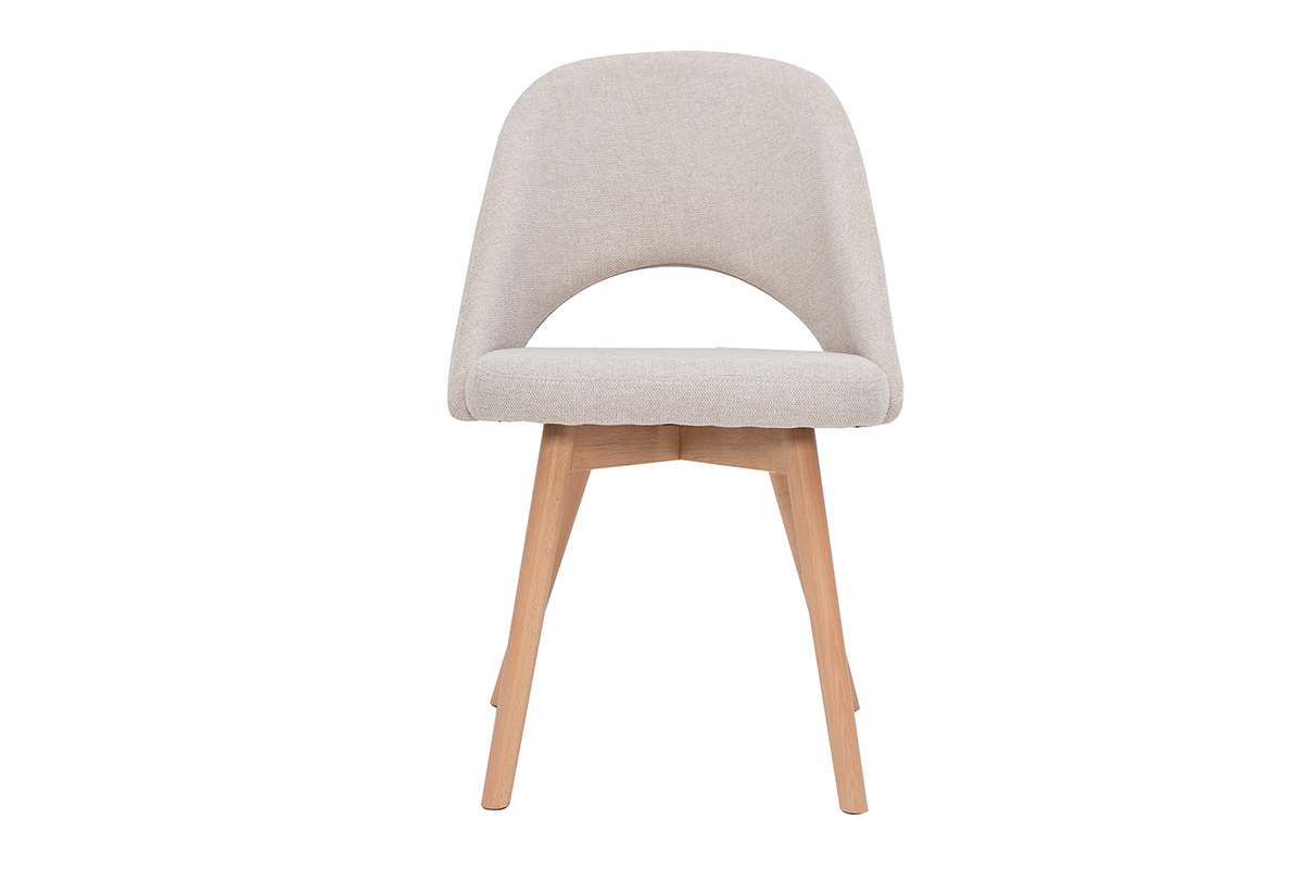 Set de 2sillas nrdicas de tela efecto aterciopelado texturizado beige con patas de haya maciza COSETTE