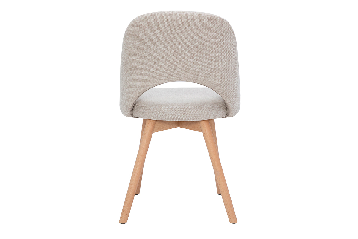 Set de 2sillas nrdicas de tela efecto aterciopelado texturizado beige con patas de haya maciza COSETTE