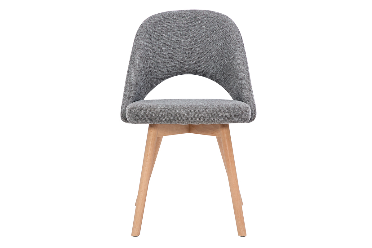 Set de 2sillas nrdicas de tela efecto aterciopelado texturizado gris con patas de haya maciza COSETTE
