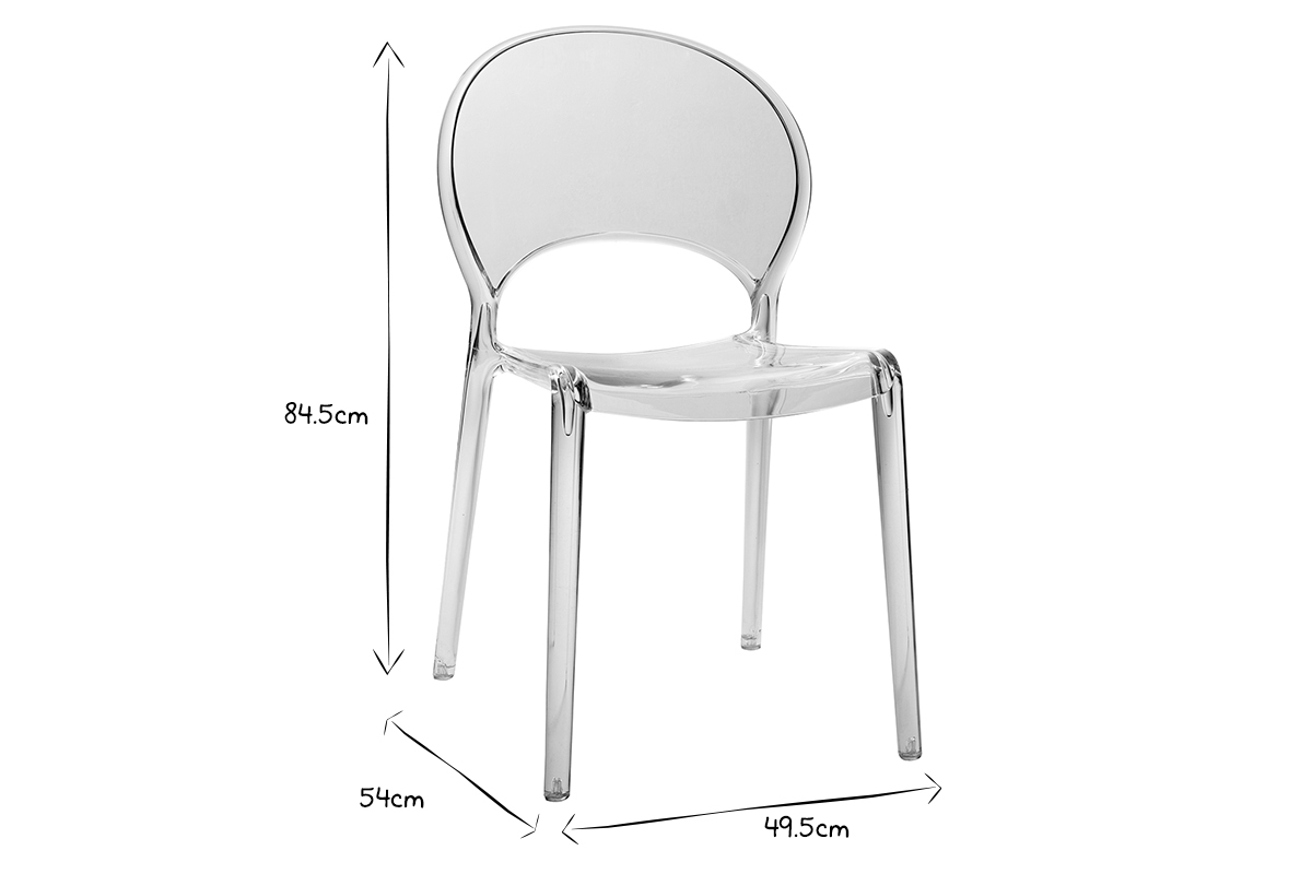 Set de 2sillas transparentes apilables para interior y exterior YOPAL