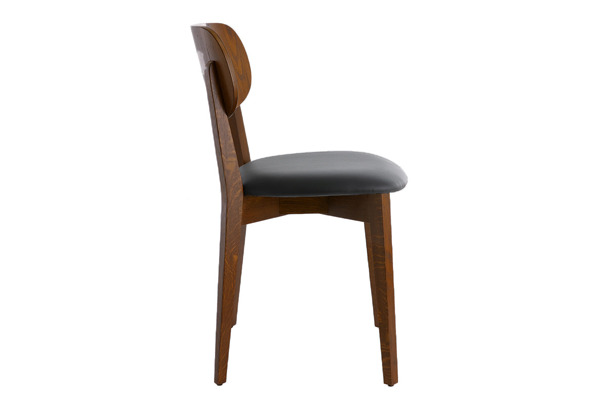 Set de 2sillas vintage con acabado en nogal y asiento negro LUCIA