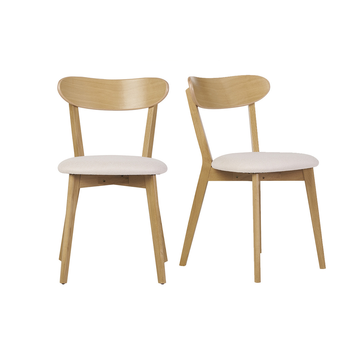 Set de 2 sillas vintage de madera de roble claro y borreguillo DOVE