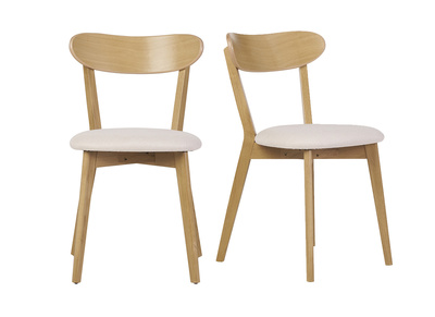 Set de 2 sillas vintage de madera de roble claro y borreguillo DOVE