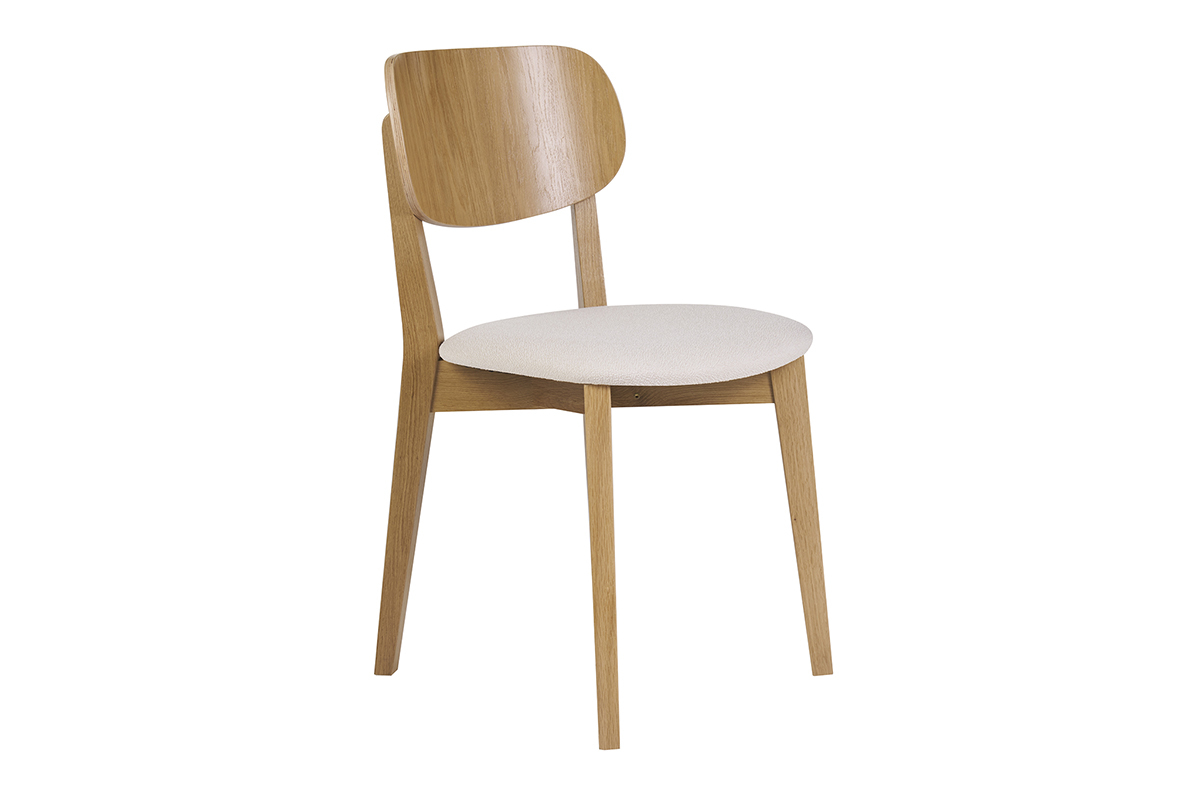 Set de 2 sillas vintage de madera de roble claro y borreguillo LUCIA