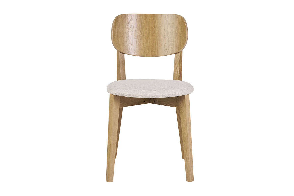 Set de 2 sillas vintage de madera de roble claro y borreguillo LUCIA
