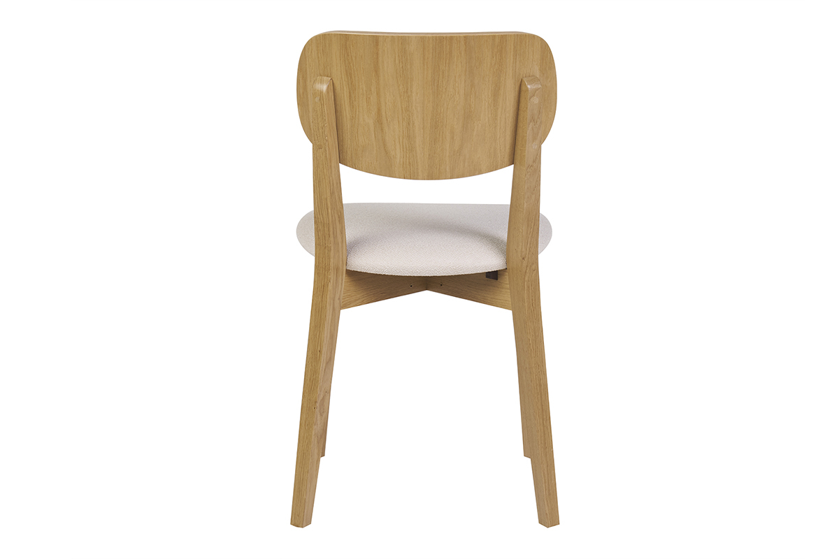 Set de 2 sillas vintage de madera de roble claro y borreguillo LUCIA