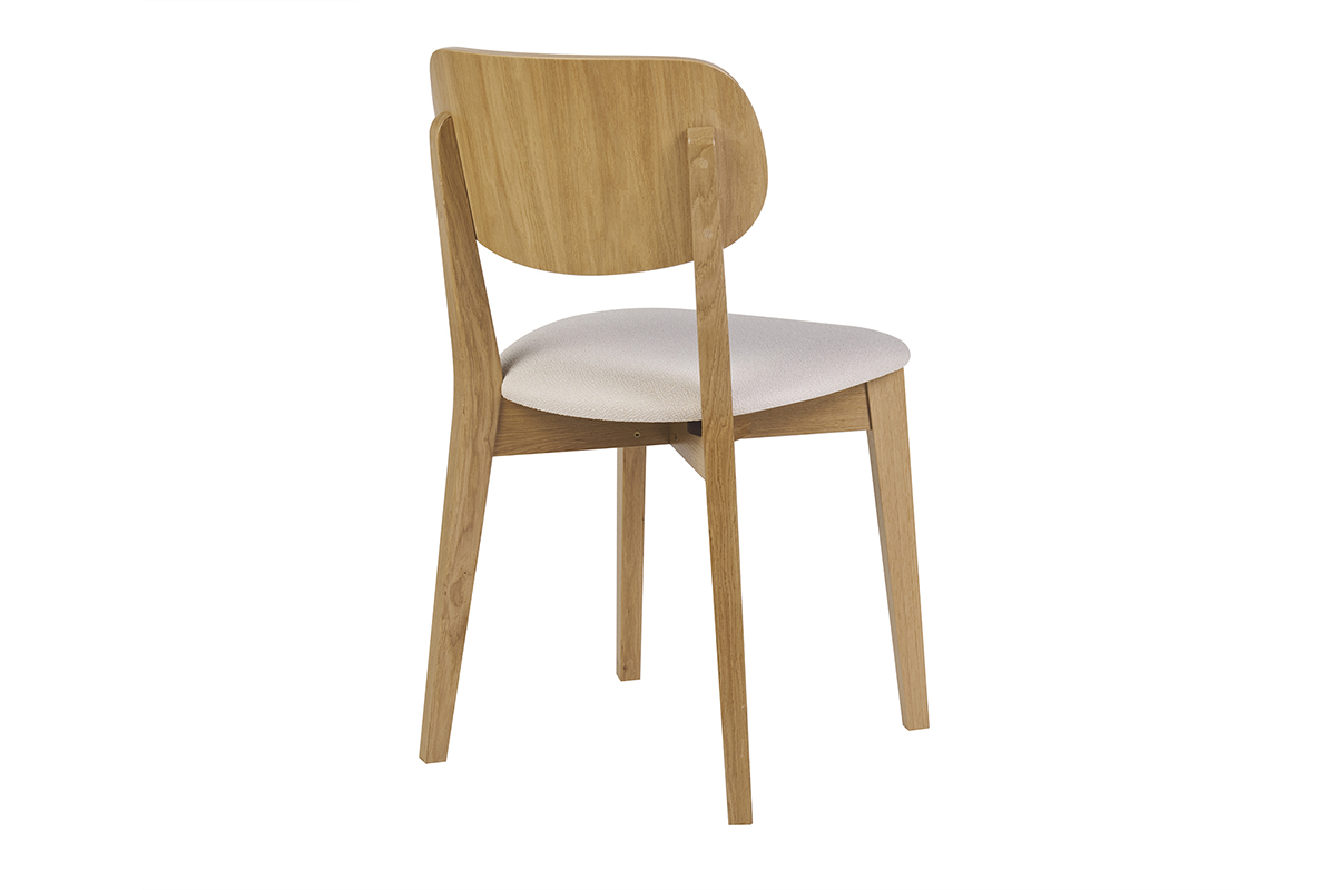 Set de 2 sillas vintage de madera de roble claro y borreguillo LUCIA