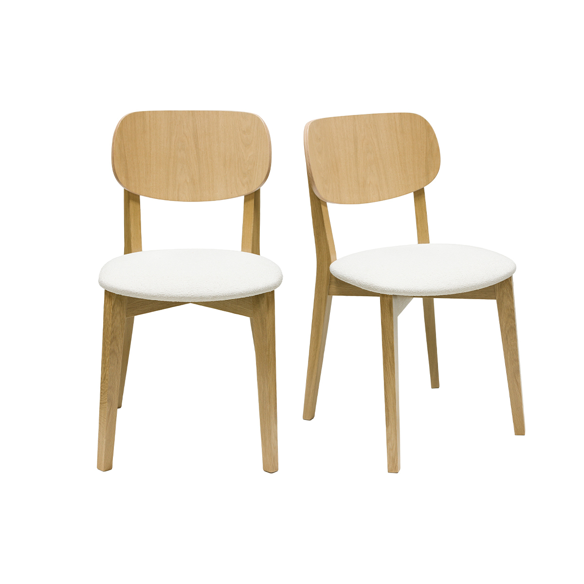 Set de 2 sillas vintage de madera de roble claro y borreguillo LUCIA