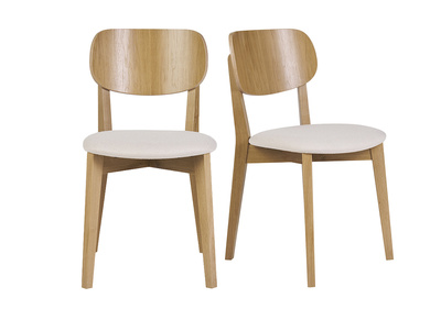 Set de 2 sillas vintage de madera de roble claro y borreguillo LUCIA