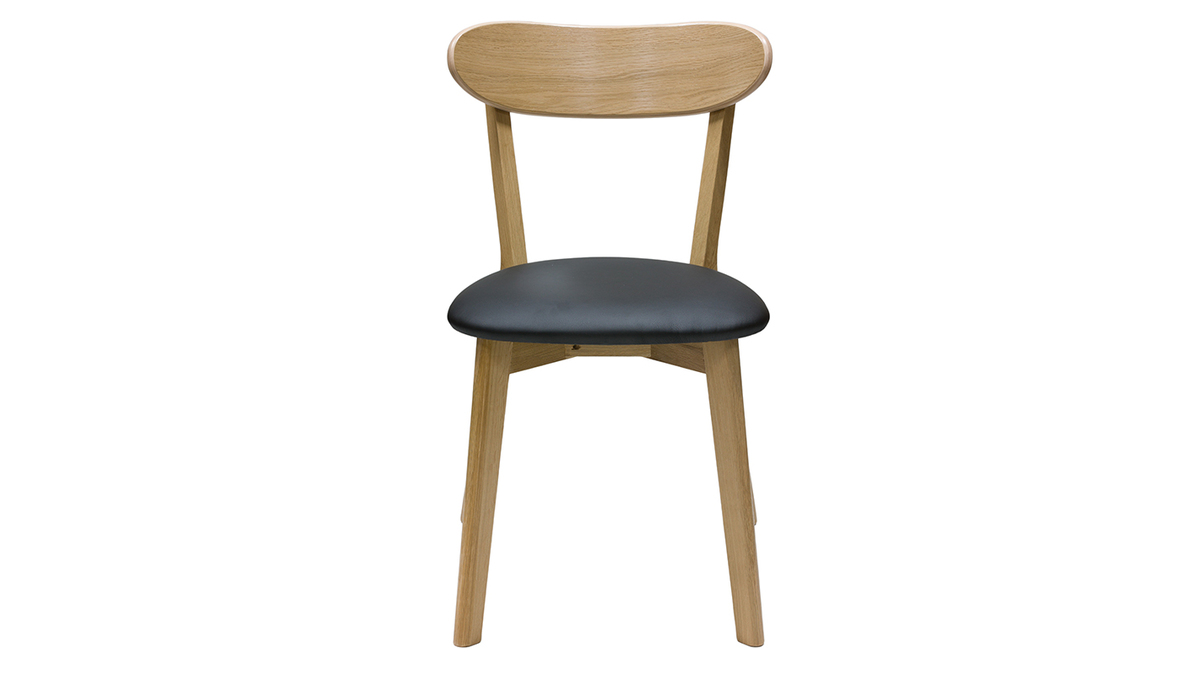 Set de 2 sillas vintage de madera de roble claro y negro DOVE