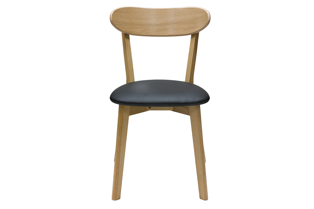 Set de 2 sillas vintage de madera de roble claro y negro DOVE