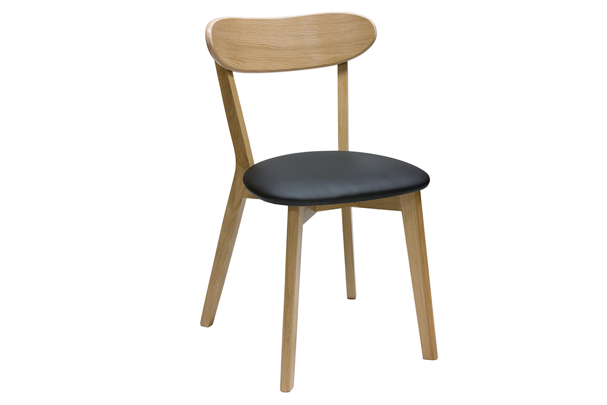Set de 2 sillas vintage de madera de roble claro y negro DOVE