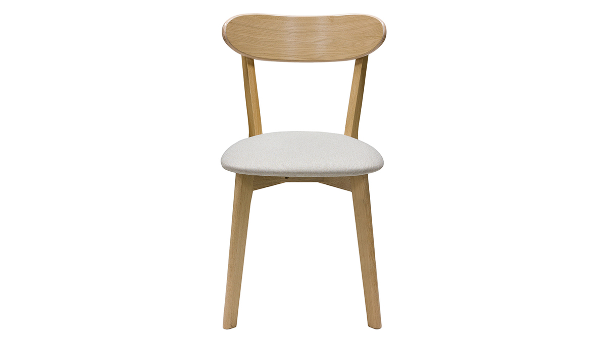 Set de 2 sillas vintage de madera de roble claro y tela beige DOVE