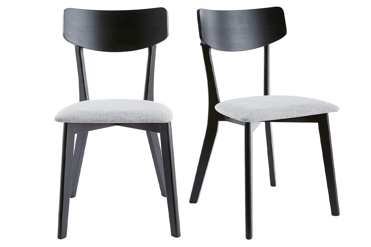 Set de 2sillas vintage de madera gris y negra THEMA