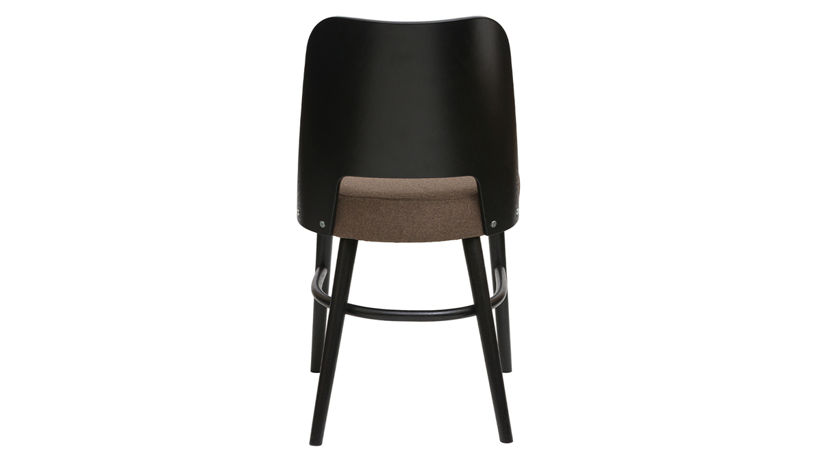 Set de 2 sillas vintage de madera negra y tela marrn EDITO