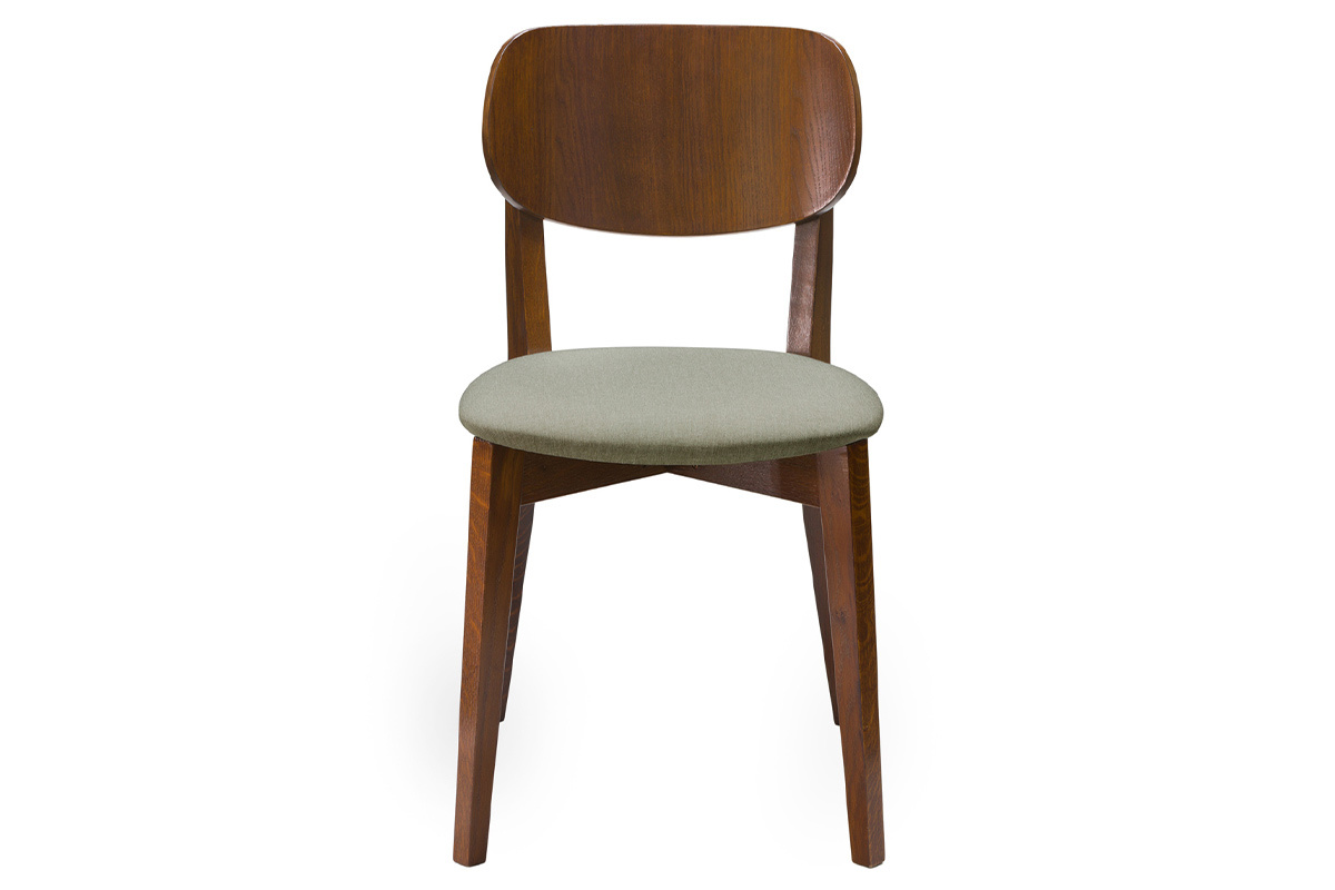 Set de 2 sillas vintage de nogal con asiento marrn glac LUCIA