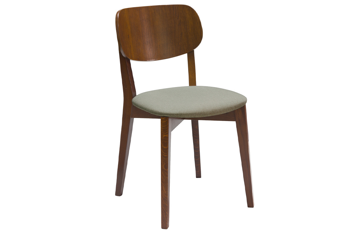 Set de 2 sillas vintage de nogal con asiento marrn glac LUCIA