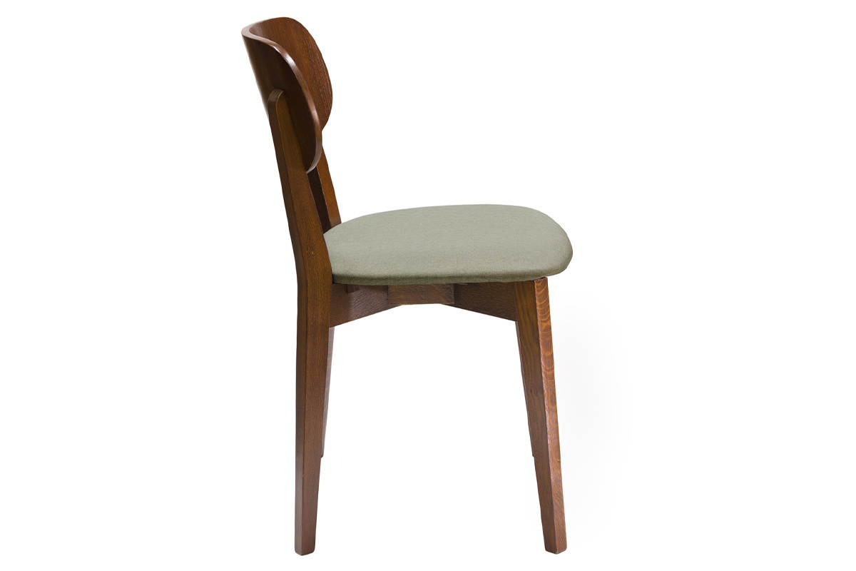 Set de 2 sillas vintage de nogal con asiento marrn glac LUCIA