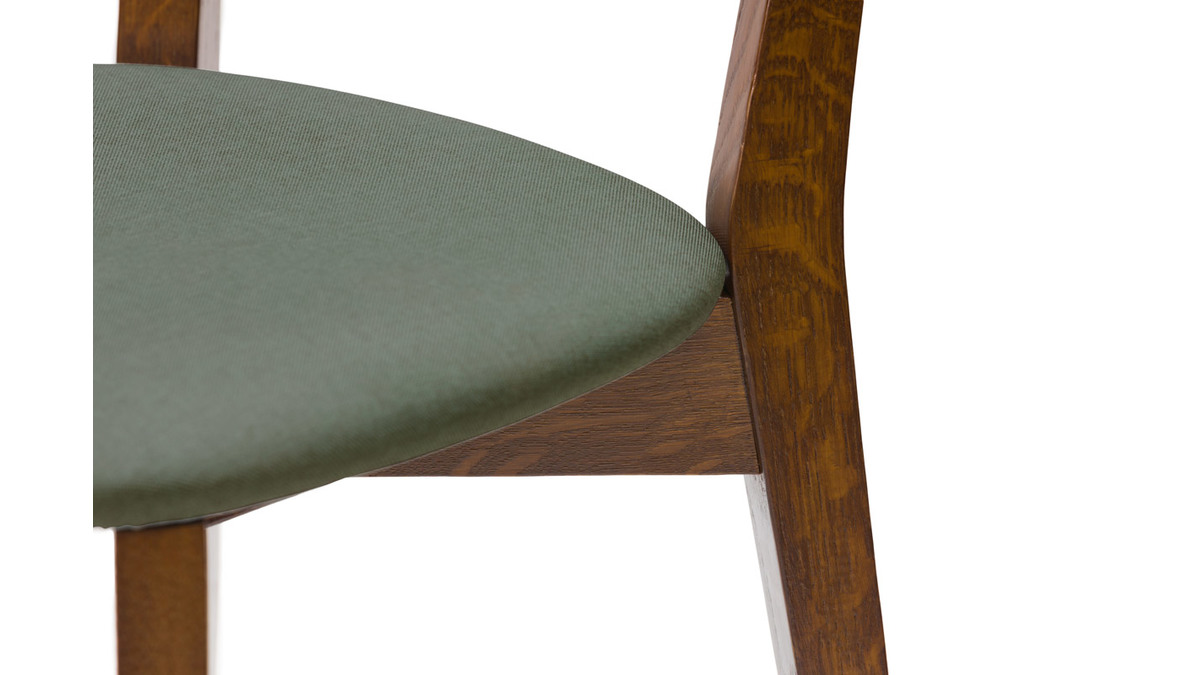 Set de 2 sillas vintage de nogal con asiento verde grisceo LUCIA