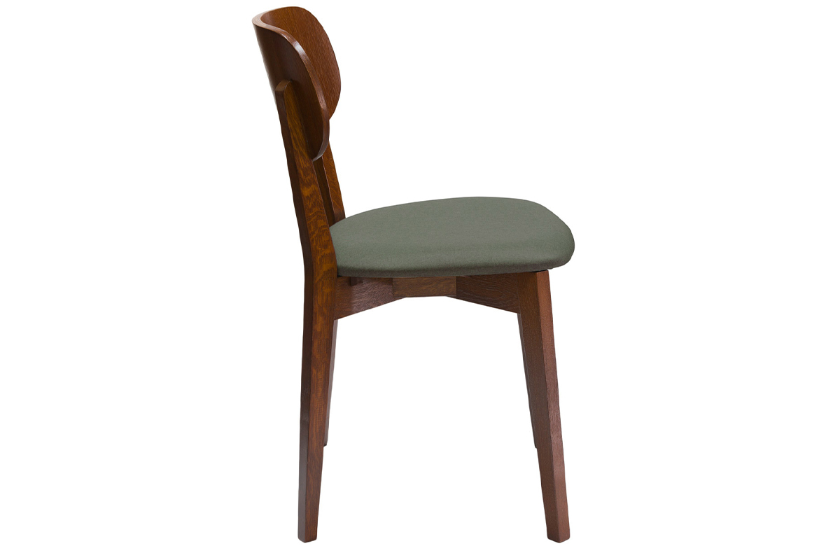 Set de 2 sillas vintage de nogal con asiento verde grisceo LUCIA