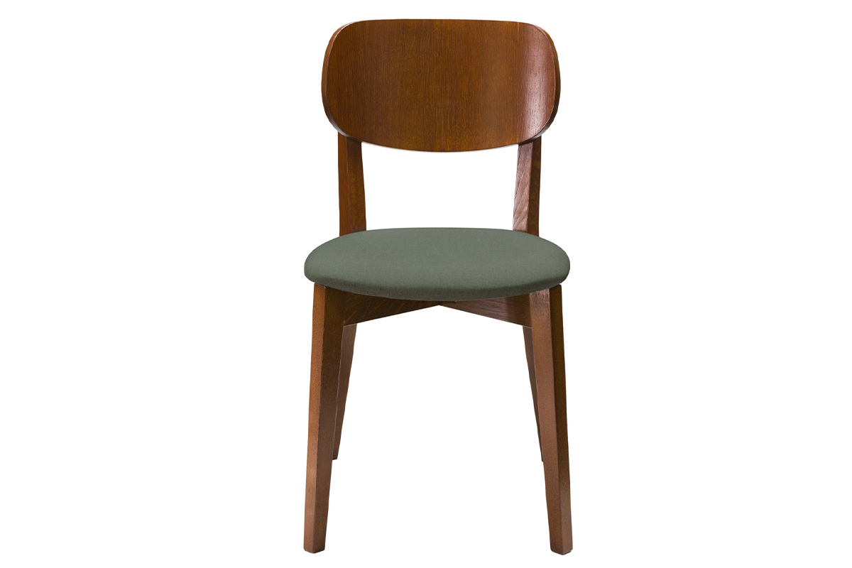 Set de 2 sillas vintage de nogal con asiento verde grisceo LUCIA