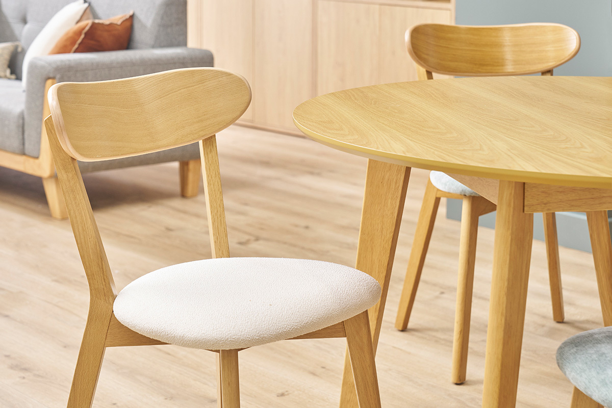 Set de 2sillas vintage de roble con asiento blanco DOVE
