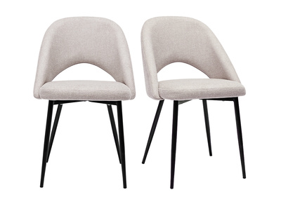 Set de 2 sillas vintage de tejido efecto aterciopelado texturizado beige y metal negro COSETTE