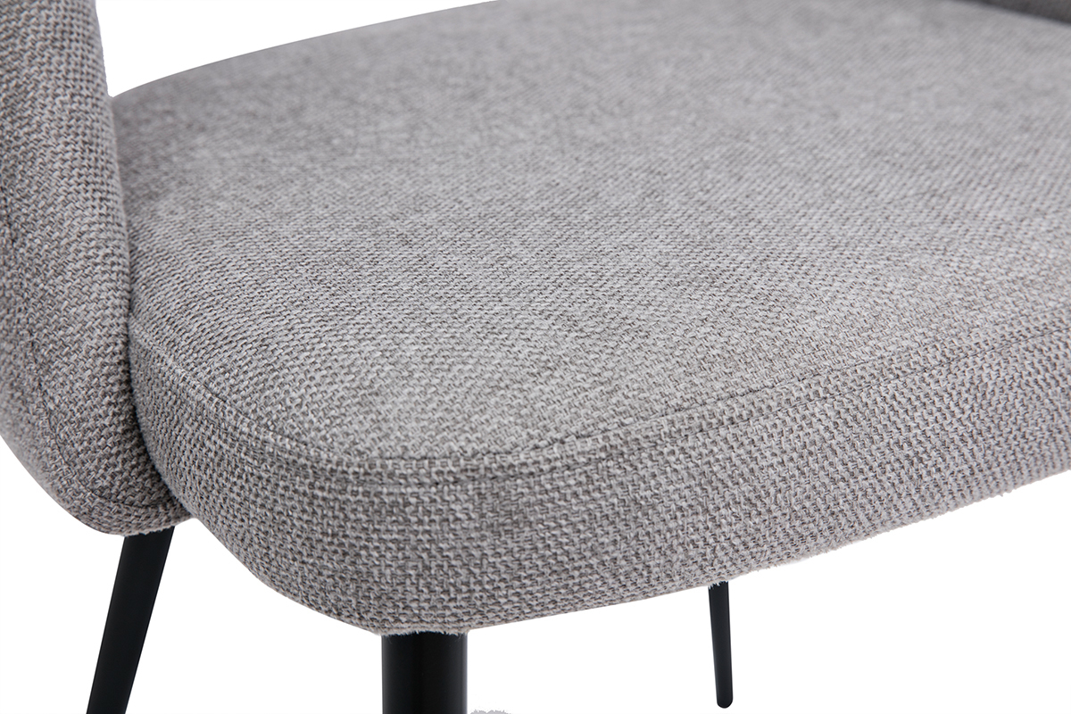 Set de2sillas vintage de tejido efecto aterciopelado texturizado gris y metal COSETTE