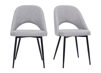 Set de 2 sillas vintage de tejido efecto aterciopelado texturizado gris y metal COSETTE