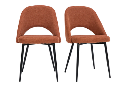 Set de 2 sillas vintage de tejido efecto aterciopelado texturizado terracota y metal COSETTE