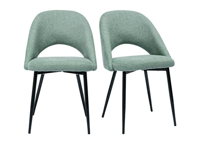Set de 2 sillas vintage de tejido efecto aterciopelado texturizado verde celadón y metal negro COSETTE
