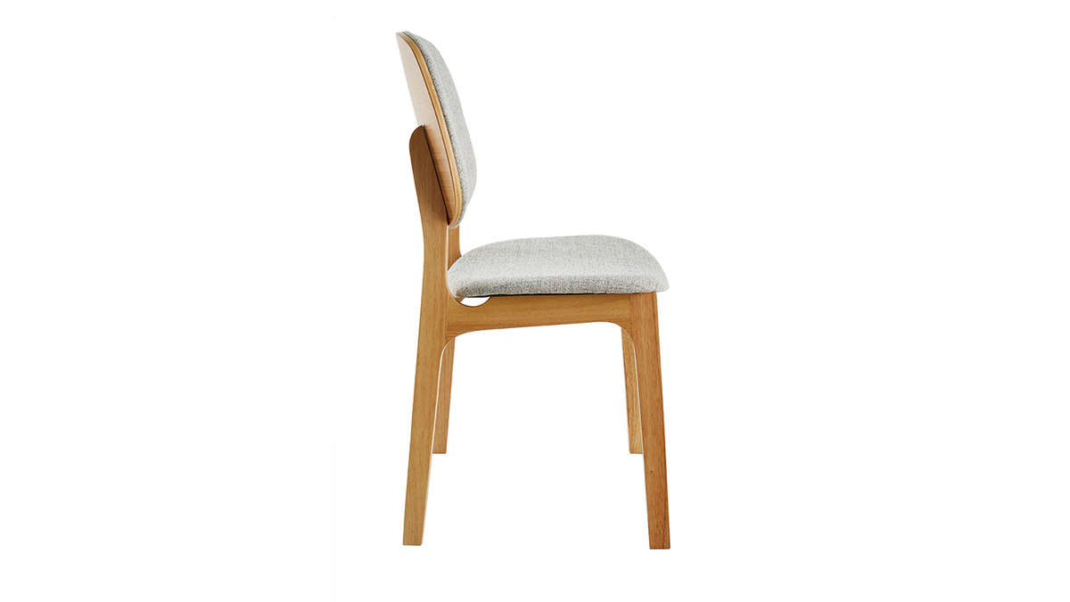 Set de 2 sillas vintage de tela gris claro y patas clara SOQUETTE