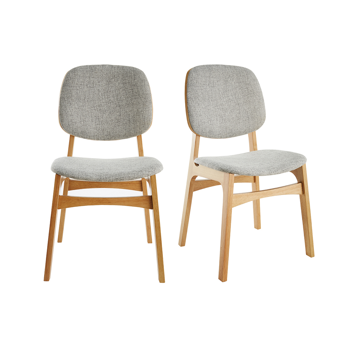 Set de 2 sillas vintage de tela gris claro y patas clara SOQUETTE