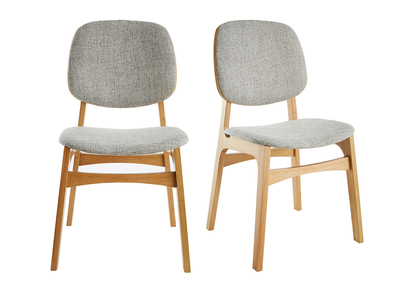 Set de 2 sillas vintage de tela gris claro y patas clara SOQUETTE