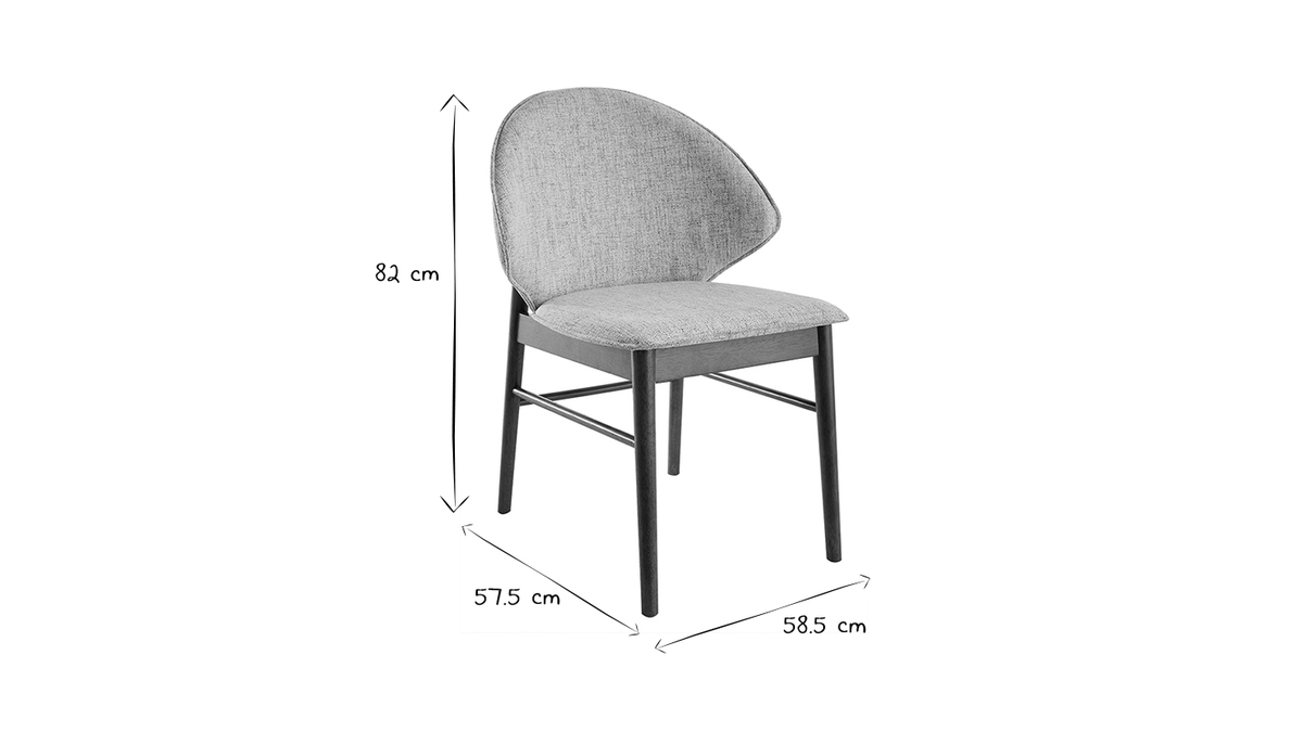 Set de 2 sillas vintage de tela gris claro y patas de nogal SPIKE