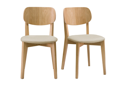 Set de 2 sillas vintage roble y asiento beige LUCIA