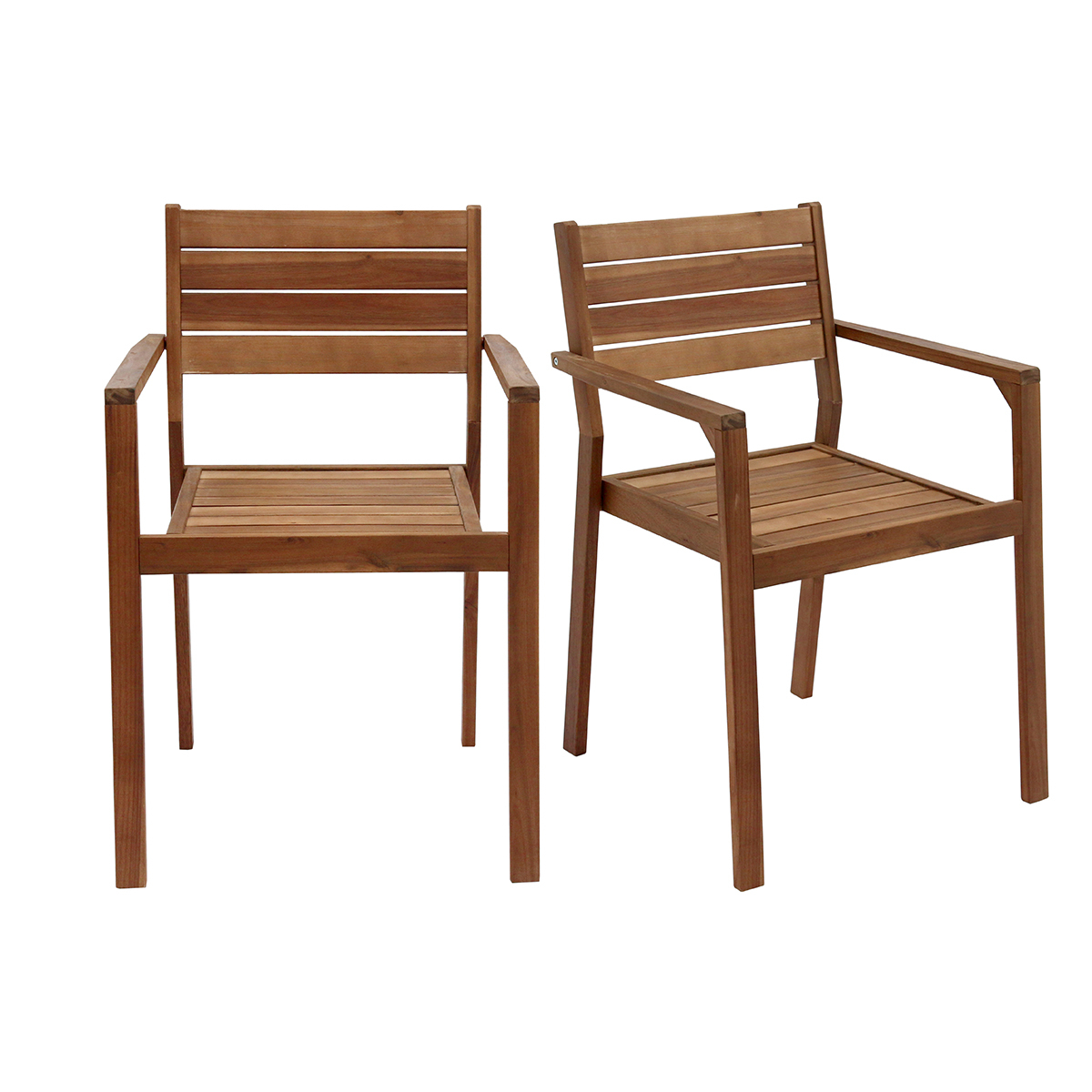 Set de 2 sillones de jardín apilables de acacia maciza CANOPEE