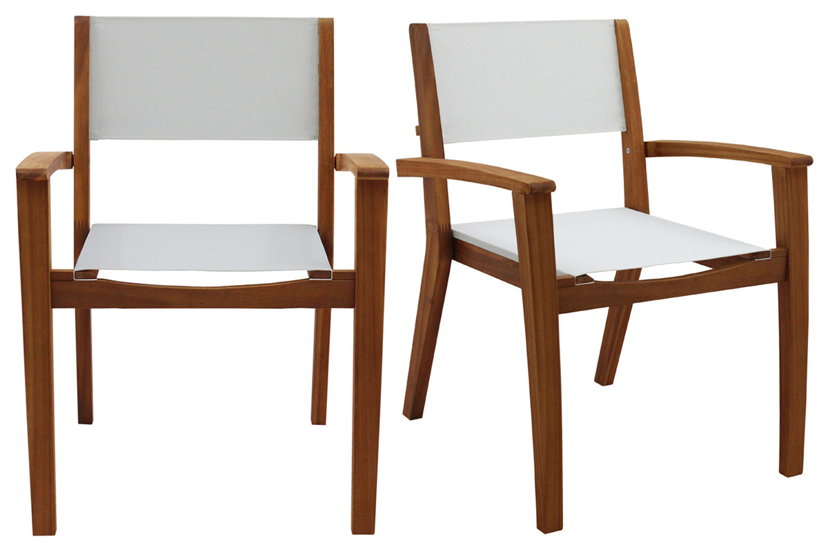 Set de 2 sillones de jardn blancos y de madera maciza ASTERA