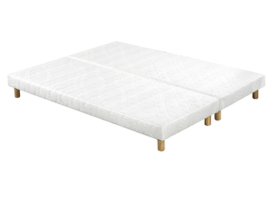Set de 2 somieres tapizados en blanco con patas de madera 80 × 200 cm JAMI