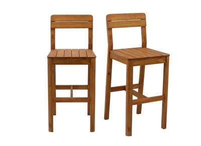 Set de 2 taburetes altos de jardín de madera maciza 80 cm AKIS