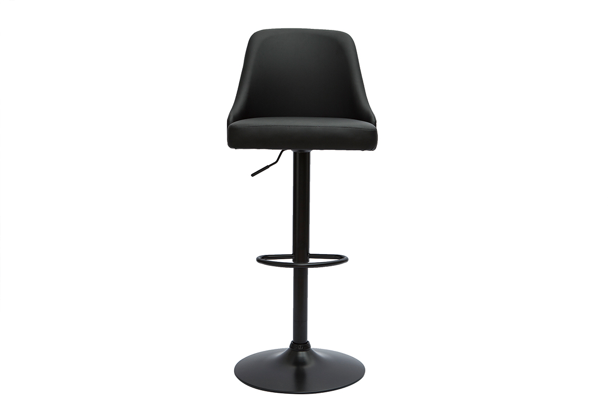 Set de 2taburetes de cocina ajustable de poliuretano negro y metal negro HASTA
