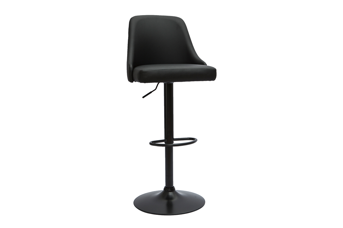 Set de 2taburetes de cocina ajustable de poliuretano negro y metal negro HASTA