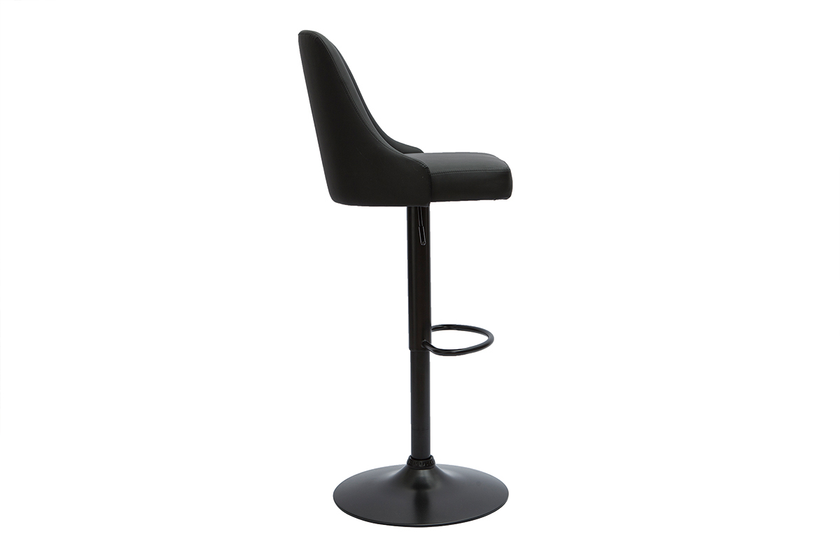 Set de 2taburetes de cocina ajustable de poliuretano negro y metal negro HASTA