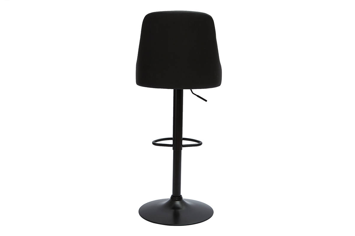 Set de 2taburetes de cocina ajustable de poliuretano negro y metal negro HASTA